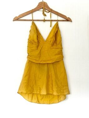 Express Yellow Halter Silk Camisole Halter Top Y2k
